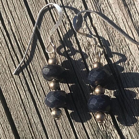 Sapphire and Sterling Silver Eaarrings, NWT, 1.5” - Picture 1 of 3